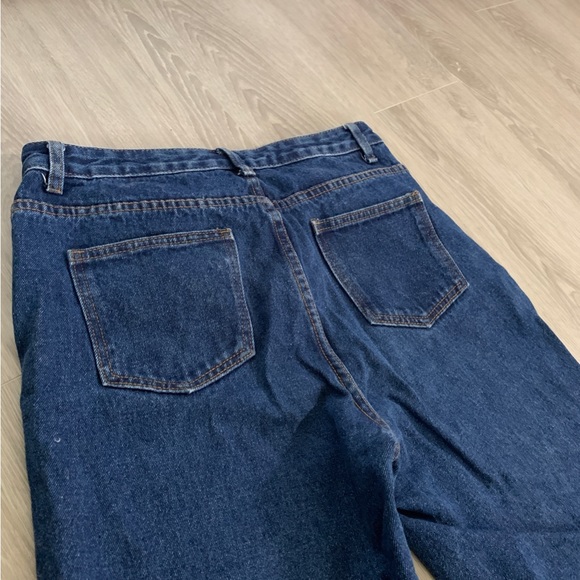 COPY - Shein Denim straight-leg jeans dark blue retro patterns - Picture 4 of 7